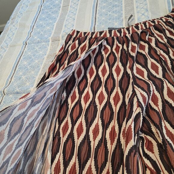 Anthropologie Nami Pull On High Slits Pant Brown Geo Print XLARGE elastic waist - Picture 6 of 9